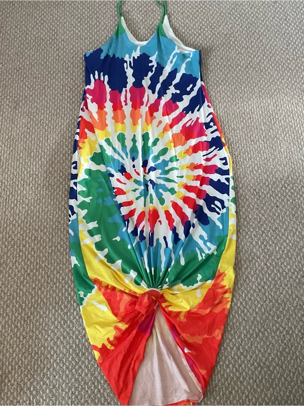Shun Melson Tie-Dye Rainbow Maxi Dress - Sleeveless Summer Dress